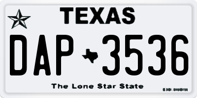 TX license plate DAP3536