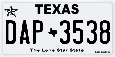 TX license plate DAP3538