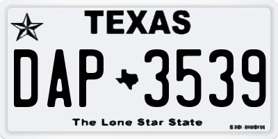 TX license plate DAP3539