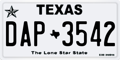 TX license plate DAP3542