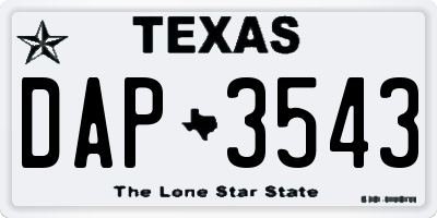 TX license plate DAP3543