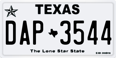 TX license plate DAP3544