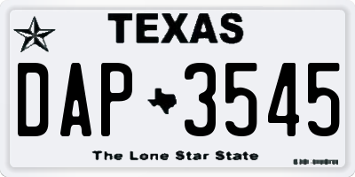 TX license plate DAP3545