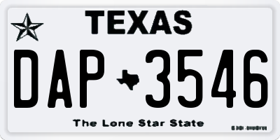 TX license plate DAP3546