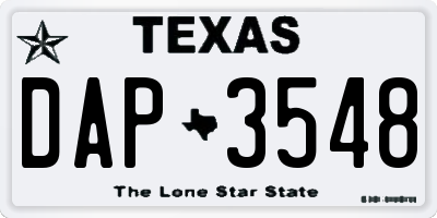 TX license plate DAP3548