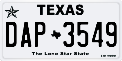 TX license plate DAP3549