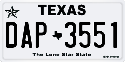 TX license plate DAP3551