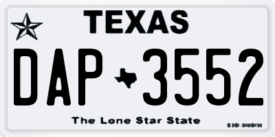 TX license plate DAP3552