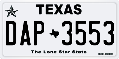TX license plate DAP3553