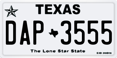 TX license plate DAP3555