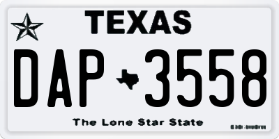 TX license plate DAP3558