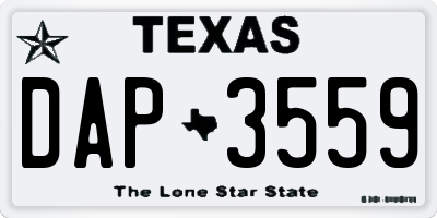 TX license plate DAP3559