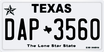 TX license plate DAP3560