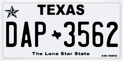 TX license plate DAP3562