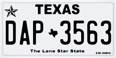 TX license plate DAP3563