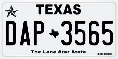 TX license plate DAP3565