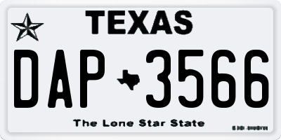 TX license plate DAP3566