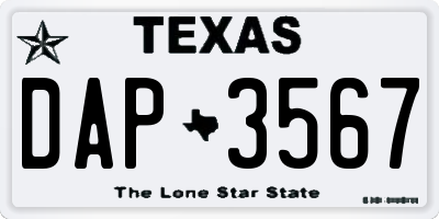 TX license plate DAP3567