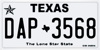 TX license plate DAP3568