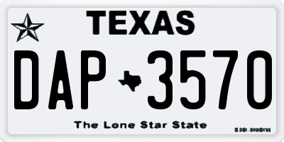 TX license plate DAP3570