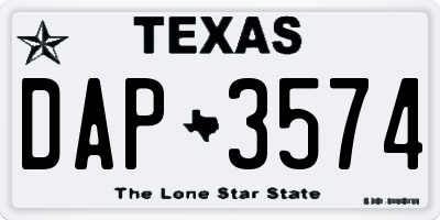 TX license plate DAP3574