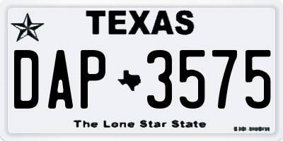 TX license plate DAP3575