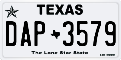 TX license plate DAP3579
