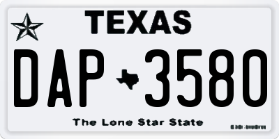 TX license plate DAP3580