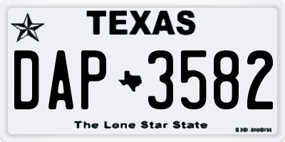 TX license plate DAP3582