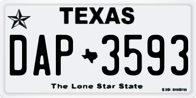 TX license plate DAP3593