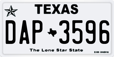 TX license plate DAP3596