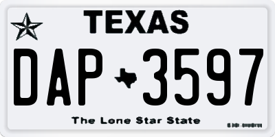 TX license plate DAP3597