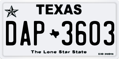 TX license plate DAP3603