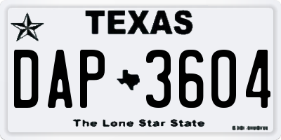 TX license plate DAP3604
