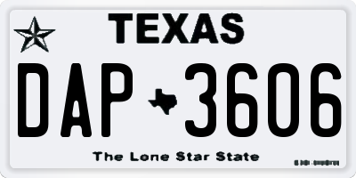 TX license plate DAP3606