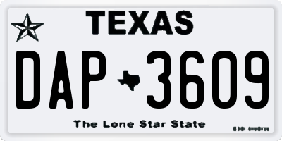 TX license plate DAP3609