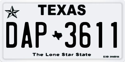 TX license plate DAP3611
