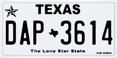 TX license plate DAP3614