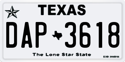 TX license plate DAP3618