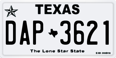 TX license plate DAP3621