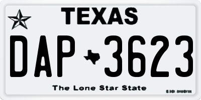 TX license plate DAP3623