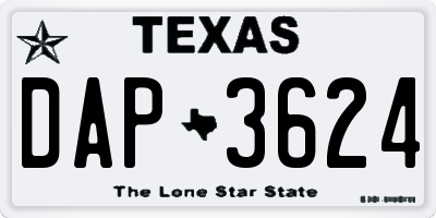 TX license plate DAP3624