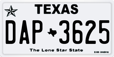 TX license plate DAP3625