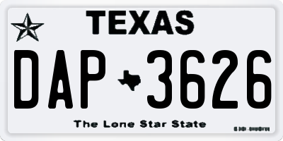 TX license plate DAP3626