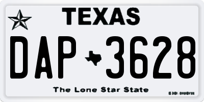TX license plate DAP3628
