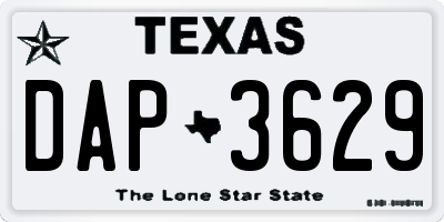 TX license plate DAP3629