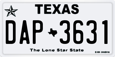 TX license plate DAP3631