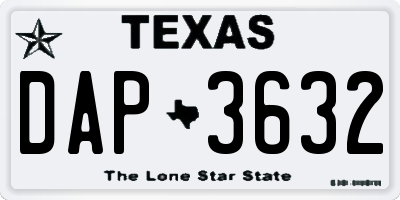 TX license plate DAP3632