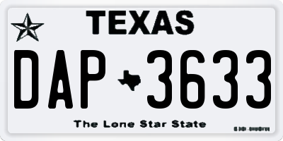 TX license plate DAP3633