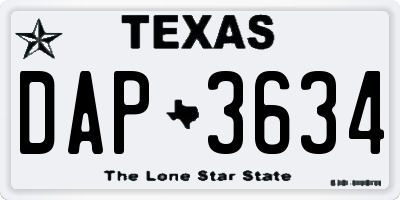 TX license plate DAP3634